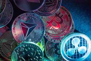 Image of a collection of crypto coins and tokens
