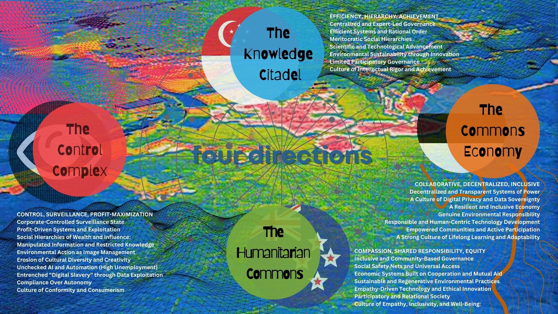 The Four Directions Framework The Commons Economy The Control Complex The Knowledge Citadel and The Humanitarian Commons